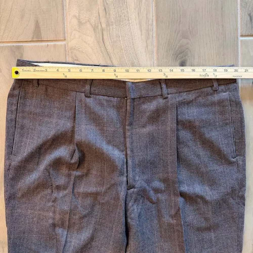 English Manor Suit Jacket and Pants Brown Plaid Pure Wool 46R